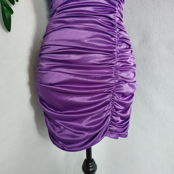 Grass Jeans Collection Purple Ruched Halter Dress - Picture 3 of 6